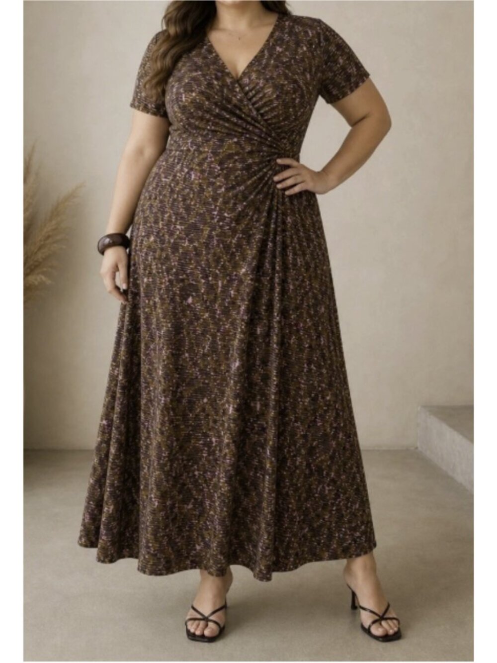 Soft Surroundings Caity Faux Wrap Jersey Knit Maxi Dress 3X Abstract Paisley